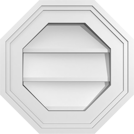 Ekena Millwork Octagonal Surface Mount PVC Gable Vent w/ 2"W x 1-1/2"P Brickmould Frame, 12"W x 12"H GVPOC12X1202SN